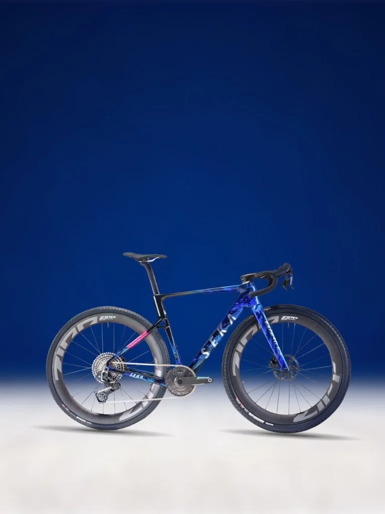 SEKA ExAero RDC GR complete gravel bike in blue and pink marble