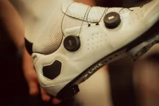 LAKE cycling shoe during a fitting session